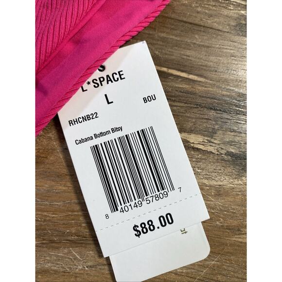 L*Space Cabana Bitsy Bikini Bottom in Hot Pink Size Large NWT RHCNB22 BOU RT$88 - Picture 2 of 4